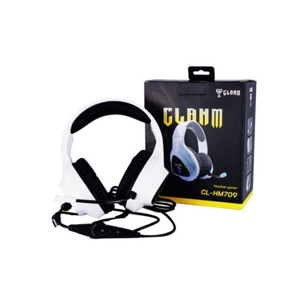 Fone de Ouvido Gamer Clanm CL-HM709 Headset Branco