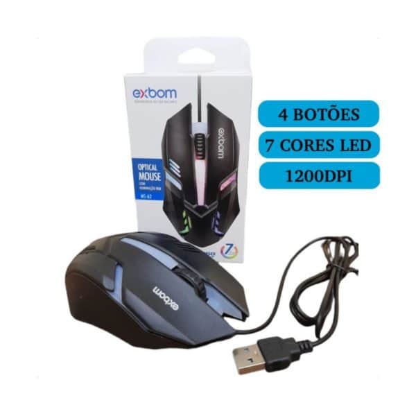 Mouse Gamer Óptico Exbom MS-62 Usb Led Rgb Com Fio - Image 2