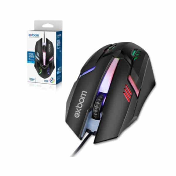 Mouse Gamer Óptico Exbom MS-62 Usb Led Rgb Com Fio