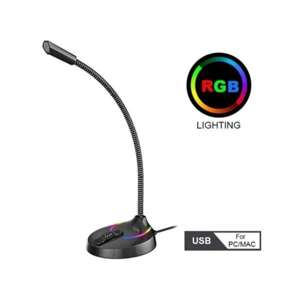 Microfone Gamer De Mesa H'Maston Mk-01 Led Rgb Usb Com Fio - Imagem 3