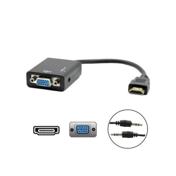 Cabo Conversor Hdmi Para Vga P2 De Áudio Adaptador Portátil - Image 3