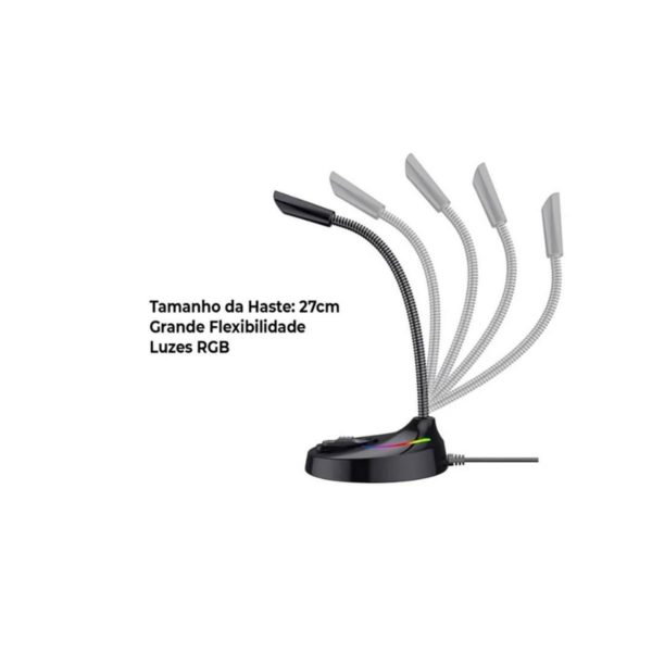 Microfone Gamer De Mesa H'Maston Mk-01 Led Rgb Usb Com Fio - Imagem 4