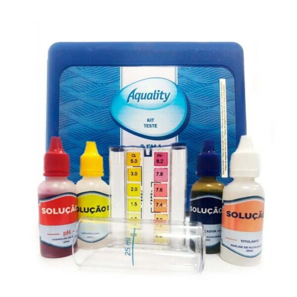 Kit Teste de Piscina 3 em 1 Cloro Ph e Alcalinidade Aquality