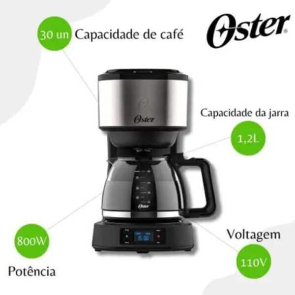 Cafeteira Oster OCAF500 1,2L Inox Preto 220V - Image 5